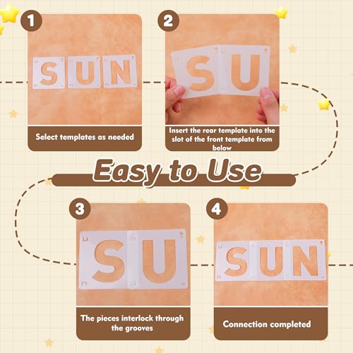 80Pcs Letter Stencils Reusable Letter Number Stencils for Painting,2,3Inch | Reusable Small Plastic Alphabet Number,Drawing Stencil,on Wood,Fabric,Wall, Rock,Art Project Chalkboard - size: 2,3Inch