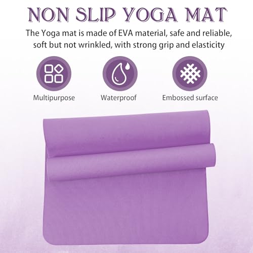 LEIFIDE 10 Pack Yoga Mat Bulk 68'' x 24'' x 4mm Thick Yoga Mat - color: Purple