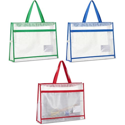 Bulyoou 3 Pcs 17.7×13 Inch Project Bag for Quilting Sewing Craft Storage for Quilter A3 Clear Mesh Art Bag Artwork Storage Organize for Artwork Charts Teaching Material Multipurpose (Dark Colors) - color: Dark Colors