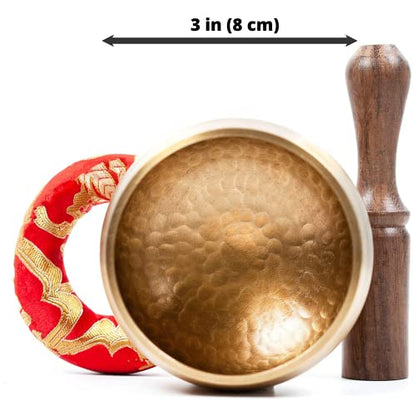 Premium Tibetan Singing Bowl Set - Authentic Handcrafted Mindfulness Meditation Holistic Sound 7 Chakra Healing Gift by Himalayan Bazaar (3 Inch, Gold) - color: Gold - 3 Inch