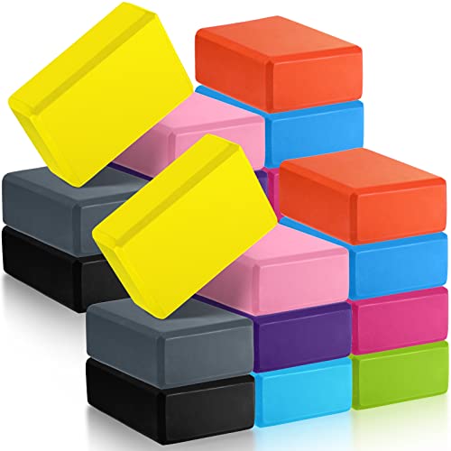 20 Pcs Foam EVA Yoga Blocks Lightweight Yoga Bricks Non Slip Supportive Foam Blocks Prop Accessories for, Pilates, Stretching and Meditation, Women Men Yogi Beginners (Multicolor)