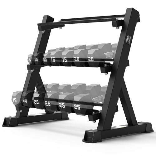 Leikefitness Dumbbell Rack 3 Tier Heavy Weight Organizer Dumbbell Storage Stand Holder 1100lbs Capacity Quick Assembly Dumbbell Weight Storage Rack For Home Gym, Black (Rack Only)