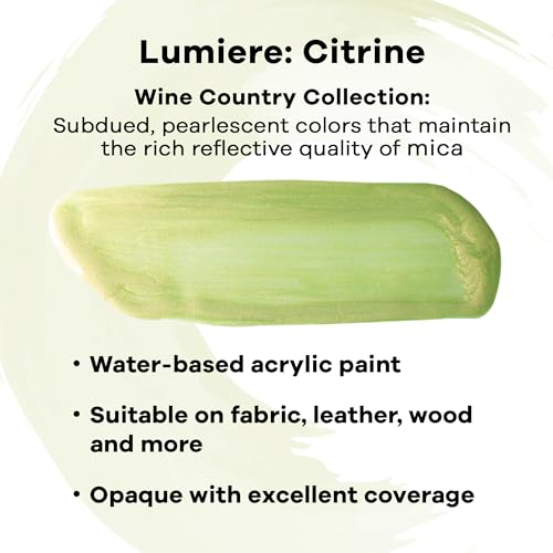 Jacquard Lumiere 8oz Fabric Paint Citrine - Metallic Paint for Fabric Paper Wood Ceramic and Metal - Light-bodied Metallic Acrylic Paint - Lightfast & Vibrant Metallic Acrylic Paints - color: Citrine, size: 8 Fl Oz (Pack of 1)