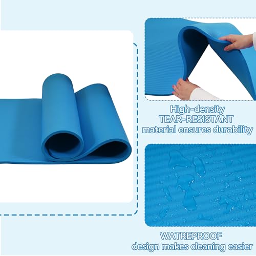 Fitvids Yoga Mat, 1/2-Inch Extra Thick High Density Exercise Mat, Anti-Tear Exercise Yoga Mat with Carrying Strap, Suitable for Various Yoga Exercises - color: Blue