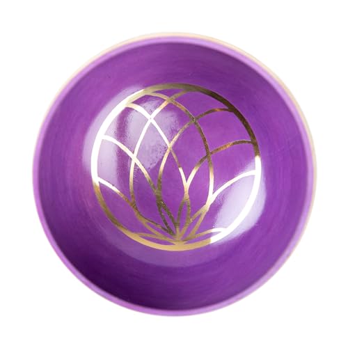 Tibetan Singing Bowl Set - 4" Easy To Play Authentic Handmade For Meditation Sound 7 Chakra Healing By HIMALAYAN BAZAAR (Purple, 4") - color: Purple