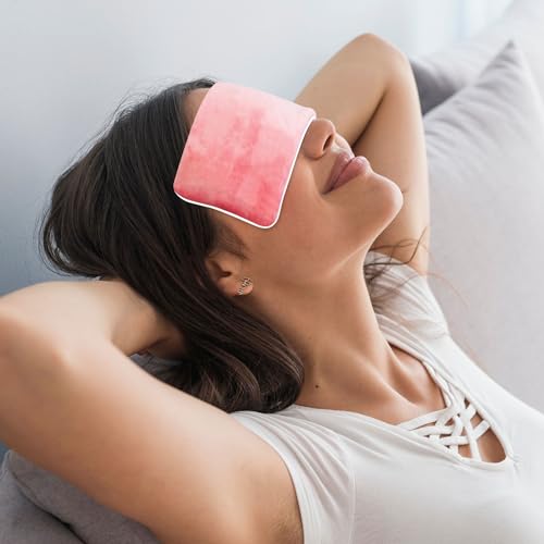 Eurow Luxe Himalayan Salt Eye Pillow Mask, Microwavable & Freezable Warm or Cold Compress for Relaxation, Headaches, Puffiness, Stress Relief, Sleep Support & Eye Strain, Pink