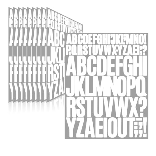 780 Pieces 10 Sheets Letter Stickers,Vinyl Mailbox Alphabet Stickers,Self Adhesive Waterproof Decals for Mailbox,Bulletin Board,Window,Door,Sign,Address(1In&2In White) - color: White, size: 1 Inch & 2 Inch