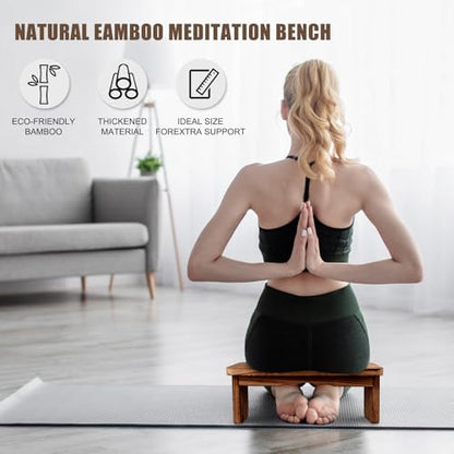 Folding Yoga Meditation Bench - Yoga Kneeling Bench for Adult, Wooden Zen Meditation Stool Kneeling Bench for Yoga Practice (Dark Brown) - color: Dark Brown