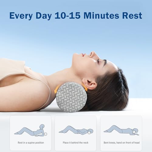 Cervical Neck Roll Pillow, Foam Round Bolster Pillow, Cylinder Pillows with Removable Washable Cover for Sleeping, Bed, Legs, Back, Yoga, Travel, Home, Office (Gray Style 1, 4inch H X 17inche L) - color: Gray Style 1, size: 4inch H X 17inche L
