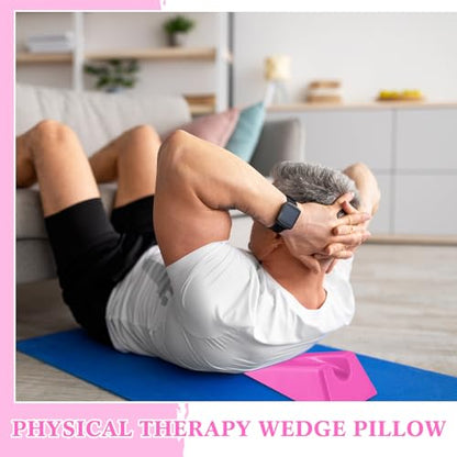 Suzile Mobilization Wedge 7.9 x 4.1 x 2 Inch Triangle Therapy Non Slip Silicone Wedge Pillow Sturdy Support for Relieve Spinal Pain Rehabilitation Tool (Pink) - color: Pink