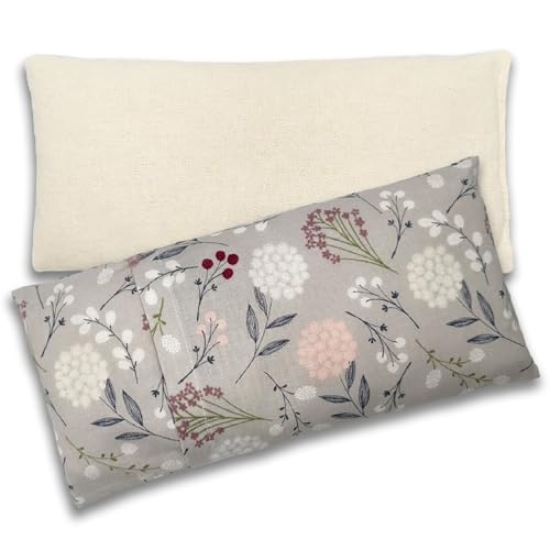 100% USA Handmade, Washable Cotton Eye Pillow 9", Moist Heat Eye Compress, Unscented Hot/Cold Therapy Pack (Berry Leaves, Rice) - color: Berry Leaves