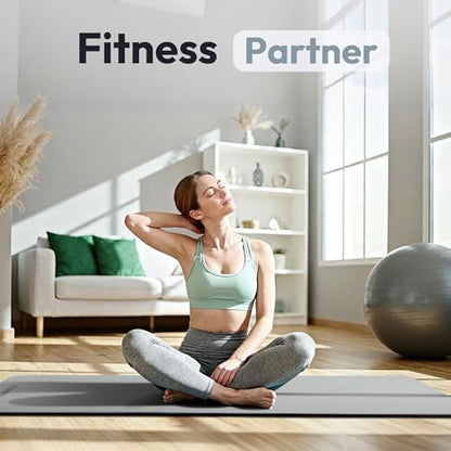 Umineux Non Slip Yoga Mat 72"x24" Exercise & Fitness Mat For Women and Men - color: Gray & Black, size: 6MM