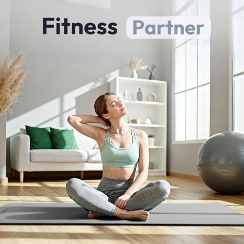 Umineux Non Slip Yoga Mat 72"x24" Exercise & Fitness Mat For Women and Men - color: Gray & Black, size: 10MM