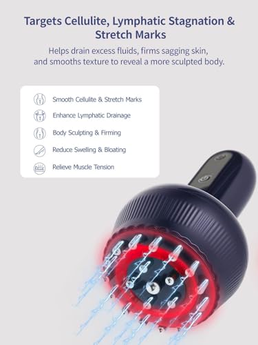 Lymphatic Drainage Massager & Anti Cellulite Massage Tool, Helps Reduce Stretch Marks & Cellulite, for Legs, Arms & Belly, Body Sculpting Machine with Light, Heat & Vibration - color: Blue