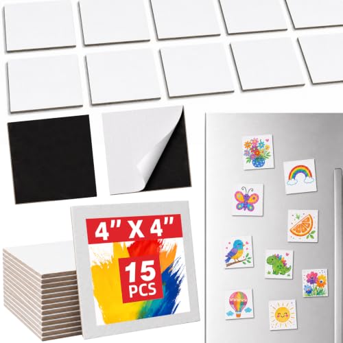 CONDA 15 Pack 4x4IN Mini Magnetic Canvas Panels, Small Canvases for Painting for Oil, Acrylic, Pouring Watercolor & Art Crafts DIY - size: 4*4 inch 15pack