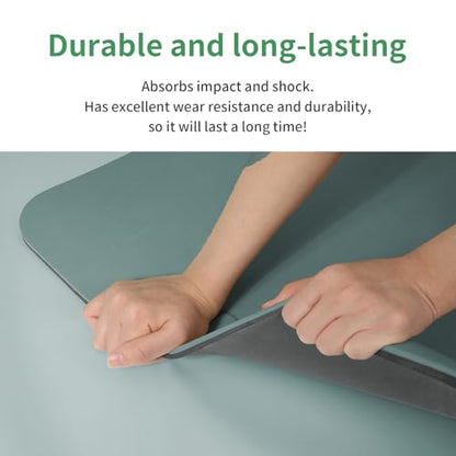 PAIDU POE Yoga Mat （10mm）Extra Thick Fitness Mat 72"x24" with Carry Strap | Non-slip, tear-resistant and suitable for all ages, perfect for yoga, Pilates, home gym and full-body workouts. - color: Deep green+Gray.