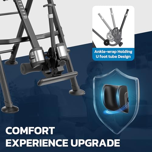 YOLEO Gravity Inversion Table for Back Pain Relief 2026 New Inversion Table | w/Lumbar Support, Easy to Assemble, Back Stretcher Machine 300 lbs - color: Grayish Blue