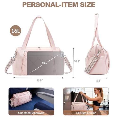 SYTRAH Gym Bag for Women, Duffle Sport Purse for Travel & Dance Pink - color: Pink(No shoe compartment)