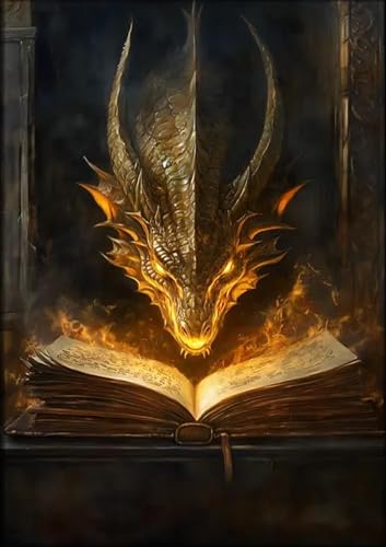 GOUOYANA Dragon Diamond Art Kits for Adults, Full Drill Book Dragon Diamond Painting Kits for Beginners, DIY Full Rhinestone 5D Diamond dots (Gemstone Craft), Home Wall Decoration (12x16 inch) - color: DP02804