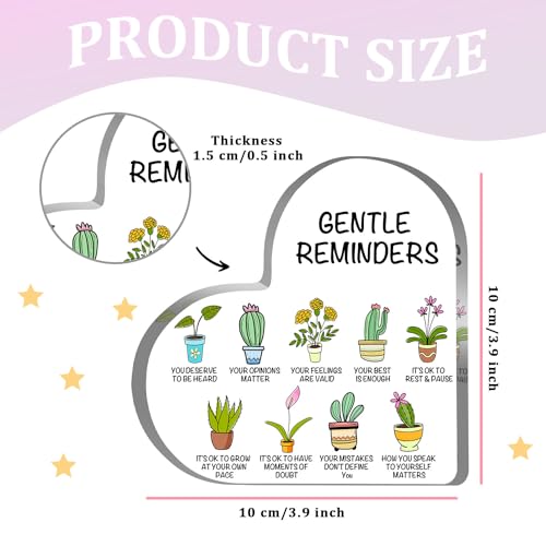 Gentle Reminders Decor, Positive Affirmations Desktop Art Decorations for Home Therapy Office School Counselling Office Mental Health Awareness Gifts - color: 028