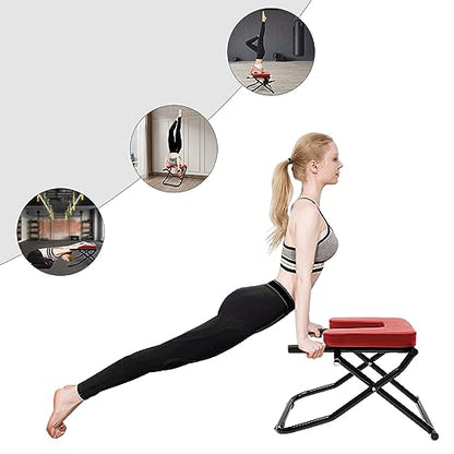 Yoga Headstand Bench, Yoga Inversion Chair, Inversion Chair, Headstand Trainer for Practice Head Stand, Shoulderstand and Strength Training - color: Red