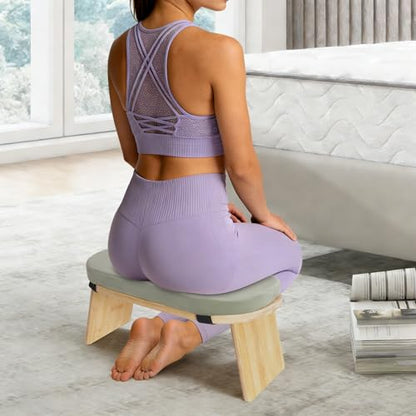 Foldable&Ergonomic Meditation Stool Foldable Kneeling Meditation Bench w/Cushion