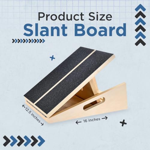 Adjustable Wooden Slant Board for Calf Stretching – Incline Board for Squats, Physical Therapy & Achilles Tendon Stretch – Non-Slip Surface Fitness Wedge