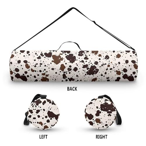Yoga Mat Bag for Women & Men Full-Zip Yoga Mat Carrier Bag for Class Workout Park with Adjustable Strap - color: Cow Spot Printed