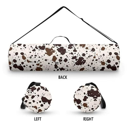 Yoga Mat Bag for Women & Men Full-Zip Yoga Mat Carrier Bag for Class Workout Park with Adjustable Strap - color: Cow Spot Printed