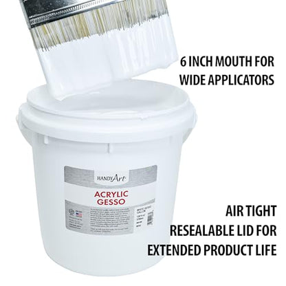 Handy Art Acrylic Gesso, Gallon, White, Primer for Canvas, Wood, & Artist Painting Surfaces, Enhances Acrylic Paint Adhesion, Low Viscosity, Thick Coverage, Certified Safe & AP Non-Toxic, Made in USA - color: White Gesso, size: 128 Fl Oz (Pack of 1)