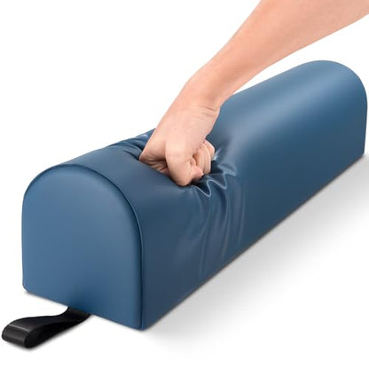 3/4 Round Massage Bolster, PU Leather Bolster Pillow for Legs, Blue | 26x6x6 inch Leg Bolster for Massage Table with Strap Handle, Physical Therapy Bolsters Under Back Knee Ankles Pain Relief - color: 3/4 Round - Blue