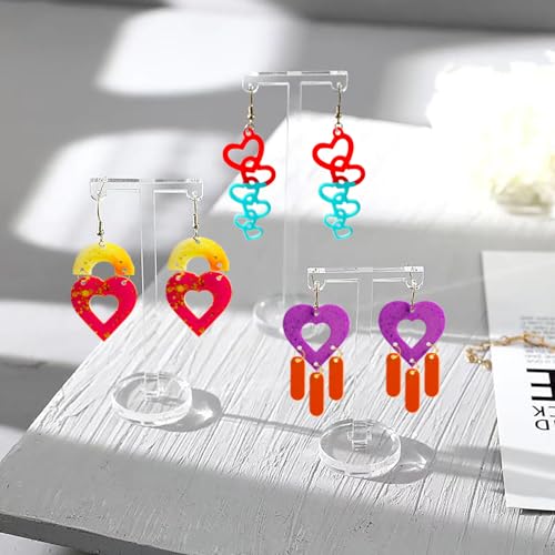 4 PCS Earring Resin Molds Multi Layer for DIY Pendant Keychain Earrings | Flexible, Easy to Release Resin Earrings Mold with 40 Earring Hooks