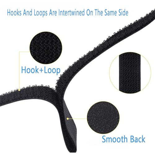 16Ft x 1In Adjustable Cable Straps with 25 Metal Buckles, Black Reusable Fastening Cable Ties, Wire Management, Free Cut Length, Hook and Loop Securing Strap for Cable Tidy (16Ft x 1In)