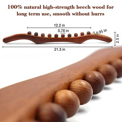 Wood Therapy Massage Tools, 21 inch Lymphatic Drainage Massager, Handheld Massage Stick & Wood Therapy Tools for Neck and Back Pain Stomach Body Shaping Anticellulite Leg - style: 10 Balls