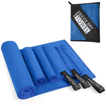 Quick Dry Travel Towel, 3 Sizes 1 Pack Camping Microfiber Towel, Lightweight Fast Drying Towels Set 60"x30", 30"x15", 15"x15" w/Bag for Gym, Beach, Hiking, Swimming, Dark Blue - color: Dark Blue