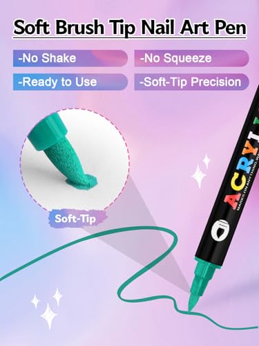 Kalolary 24 Color Nail Art Markers Set 3D Nail Art Pens Point Nail | Graffiti Dotting Pen Quick-Drying Waterproof Double Headed Acrylic Paint Pens Set for DIY Nails Art Design - color: 24 Color_B