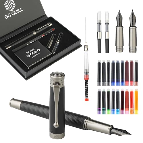 Fountain Pen Set - Fine & Medium Nibs, Includes 18 Ink Cartridges, Ink Refill Converter & Syringe Filler, Gift for Writing, Journaling & Calligraphy MU-13