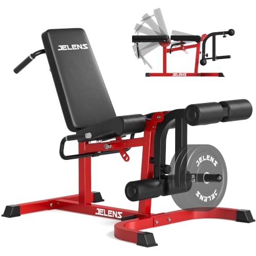 JELENS J10 Leg Extension and Curl Machine, Adjustable Leg Curl Machine for Home Gym, Seated Leg Extension and Lying Curl Machine for Lower Body Workouts - color: Red, size: Upgraded Leg Machine