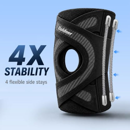 Knee Brace Support with Side Stabilizers for Knee Pain Relief,L - size: Large