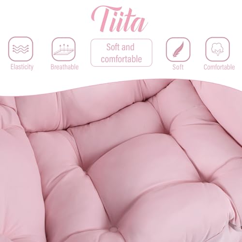 Tiita Lazy Chair with Ottoman, Comfy Reading Accent Chair, Pink - color: Peach Skin Pink