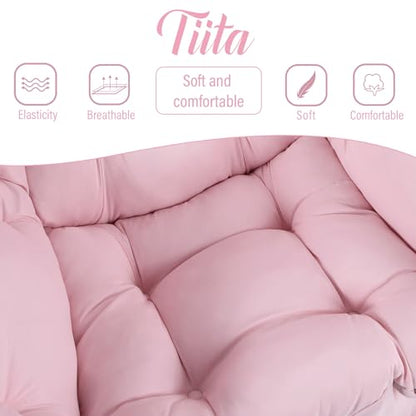 Tiita Lazy Chair with Ottoman, Comfy Reading Accent Chair, Pink - color: Peach Skin Pink