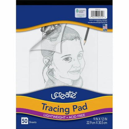 UCreate Tracing Pad, White, 9" x 12", 50 Sheets