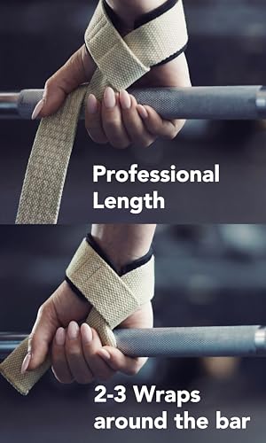 Fitgriff® Lifting Wrist Straps for Weightlifting, Gym, Deadlift, Workout (Made of Premium Cotton & Padded) - Men & Women - color: Sand (Grip), size: Standard (above 6.3' Wrist)