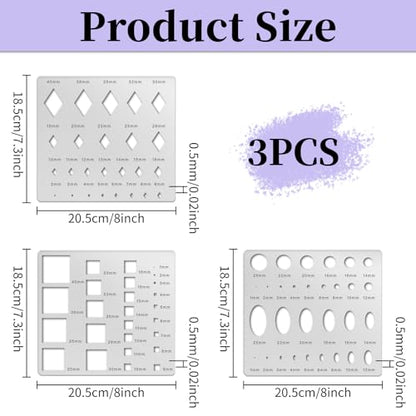 3PCS Metal Stencils Diamond Square Ellipse Circle Template for Drafting Jewelry Making Templates Oval Stencil Metal Geometric Stencils Stainless Steel Journal Stencil for DIY Scrapbooking - style: Geometric Metal Stencils 2