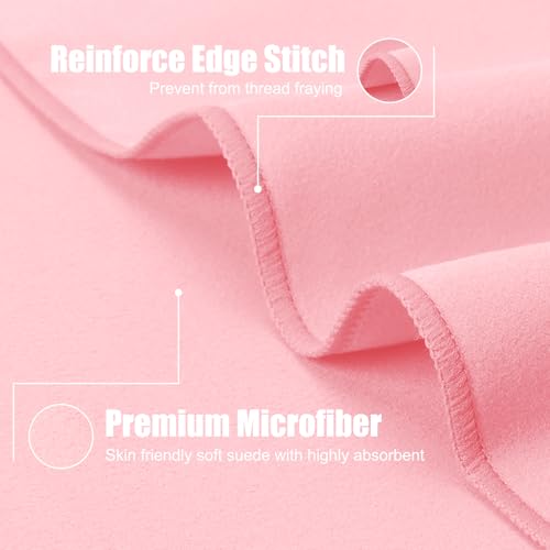 Quick Dry Travel Towel, 3 Sizes 1 Pack Camping Microfiber Towel, Lightweight Fast Drying Towels Set 60"x30", 30"x15", 15"x15" w/Bag for Gym, Beach, Hiking, Swimming, Pink - color: Pink