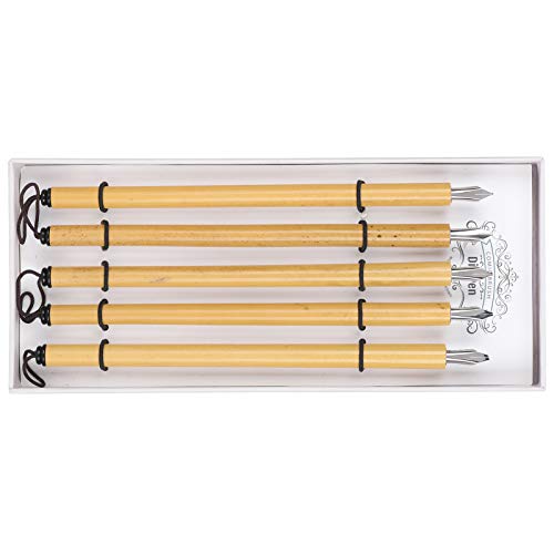 Yosoo Health Gear 5PCS Bamboo Pens, Comic & Arabic Calligraphy Dip Pens (Angled Nib Set) - size: Angled nib set