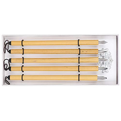 Yosoo Health Gear 5PCS Bamboo Pens, Comic & Arabic Calligraphy Dip Pens (Angled Nib Set) - size: Angled nib set