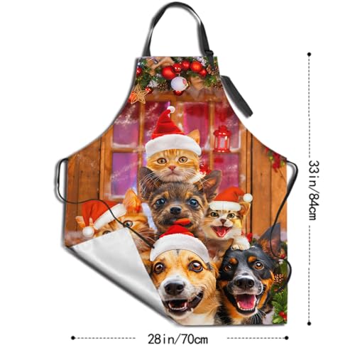 Giwawa Unisex Adult Apron Waterproof Stain Resistant Kitchen Cooking Apron with 2 Pockets for BBQ Grill Painting - color: Christmas Animal