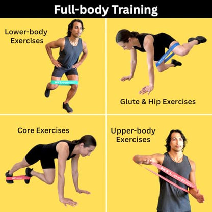 Fabric Mini Loop Bands for Exercise with Instructions - Best Resistance Band for Glutes, Leg Exercises, Muscle Building, Physical Therapy - NT Loop Set of 3