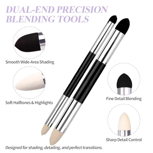 15 PCS Blending Stumps and Blending Sponge Pens with Sandpaper Pencil Sharpener, Tortillions Blending Sticks for Shading Complete, Blending Pencils for Student Artist Charcoal Sketch Drawing Tools - size: 15pcs